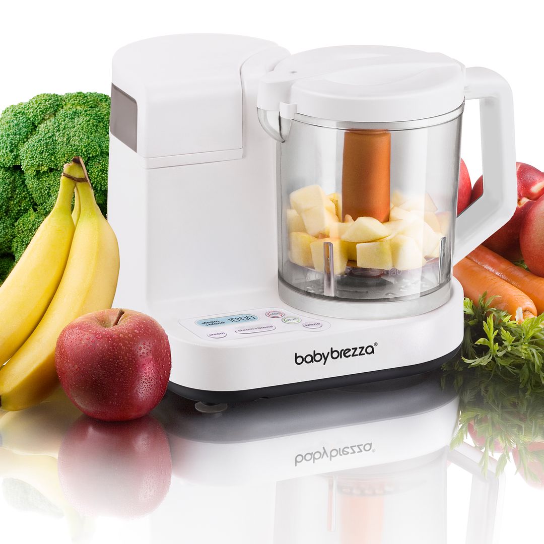 The one step baby food maker from Baby Brezza: Make your own baby food with the press of a button! 