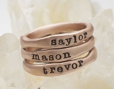 rose gold name stacking rings at lisa leonard | baby shower gift guide rose gold name stacking rings at lisa leonard | baby shower gift guide