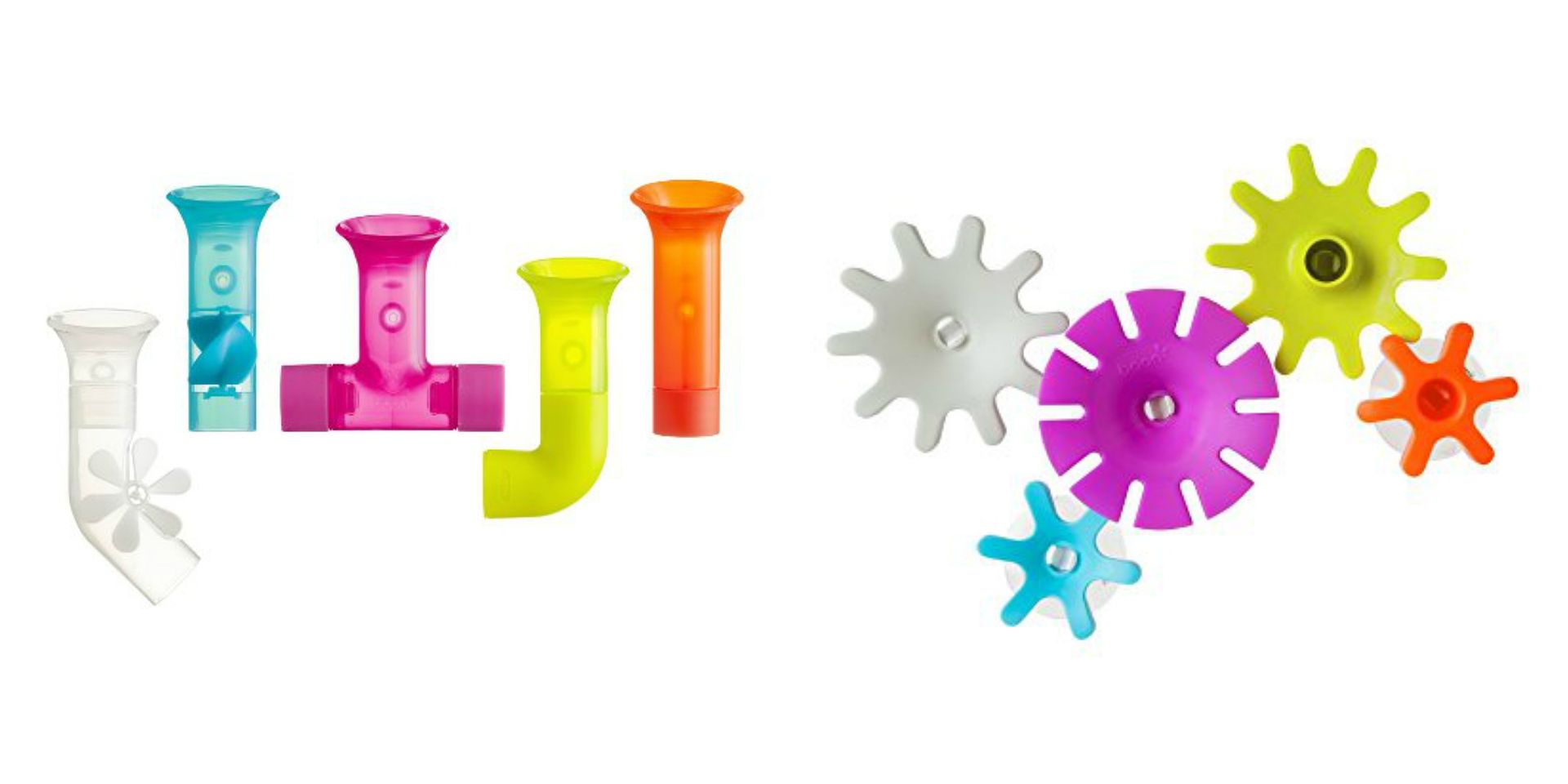 Boon makes such great, vibrant bath toys like these water pipes and gears.