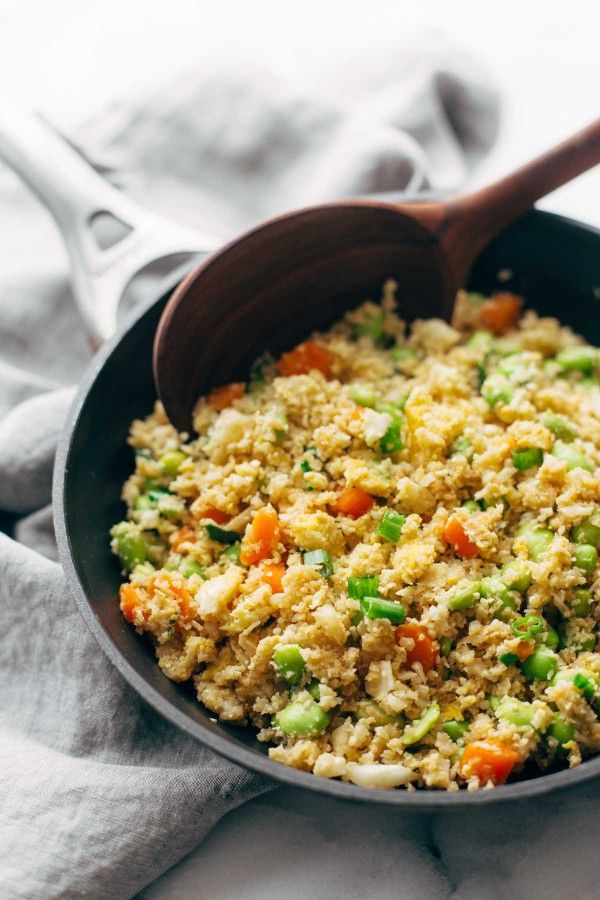 Try this yummy 15 Minute Cauliflower Fried Rice if you're looking for a gluten-free dinner (or just because it looks delicious!) | Pinch of Yum 