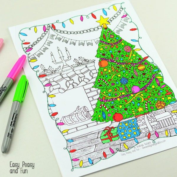 Christmas coloring pages: Get your own coloring on with this Christmas Colouring Page from Easy Peasy and Fun. 