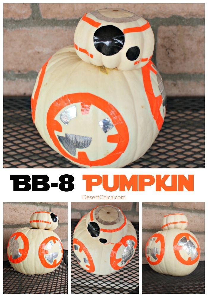 This little BB-8 pumpkin is just dying to sit on your porch this Halloween. Plus, no carving required! | Desert Chica