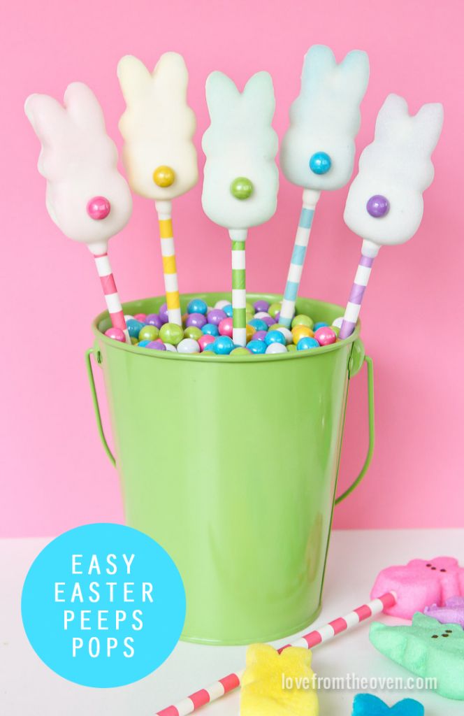 Fun, easy DIY Easter treats: Peeps Pops covered in white chcolate | Love From the Oven