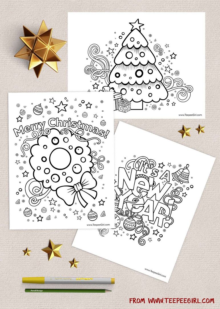 Christmas coloring pages: These Free Christmas Coloring Pages from Teepee Girl are great for a range of artistic abilities. 