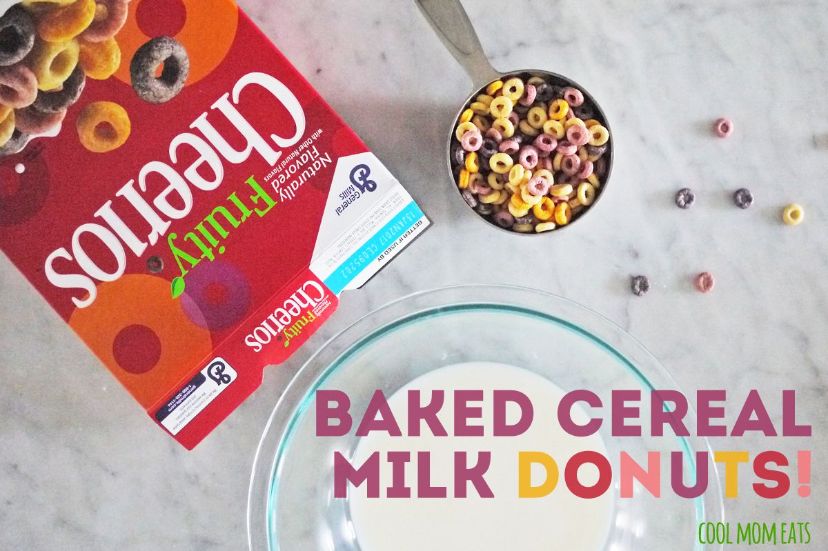 Baked donuts get more delicious when you replace regular milk with cereal milk (and cut back on sugar) - then finish with a cereal milk glaze. This is amazing! | Cool Mom Eats