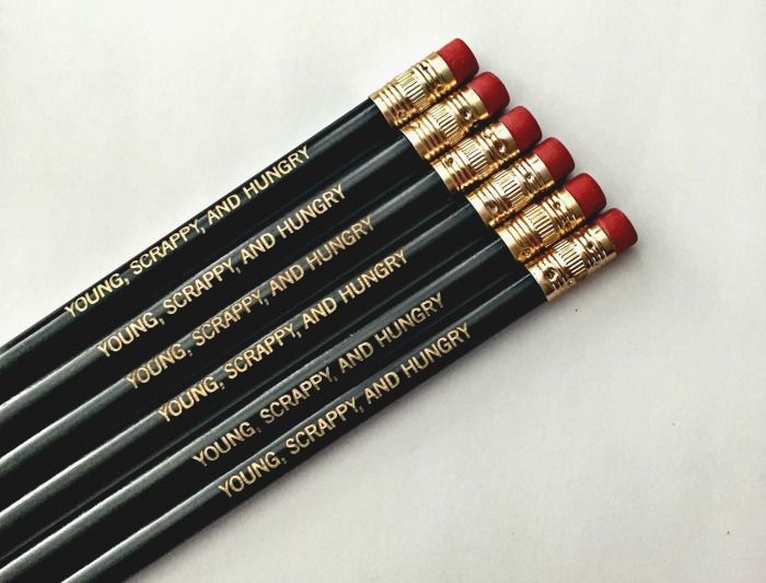 Hamilton party ideas: Young, scrappy and hungry pencils from The Carbon Crusader on Etsy