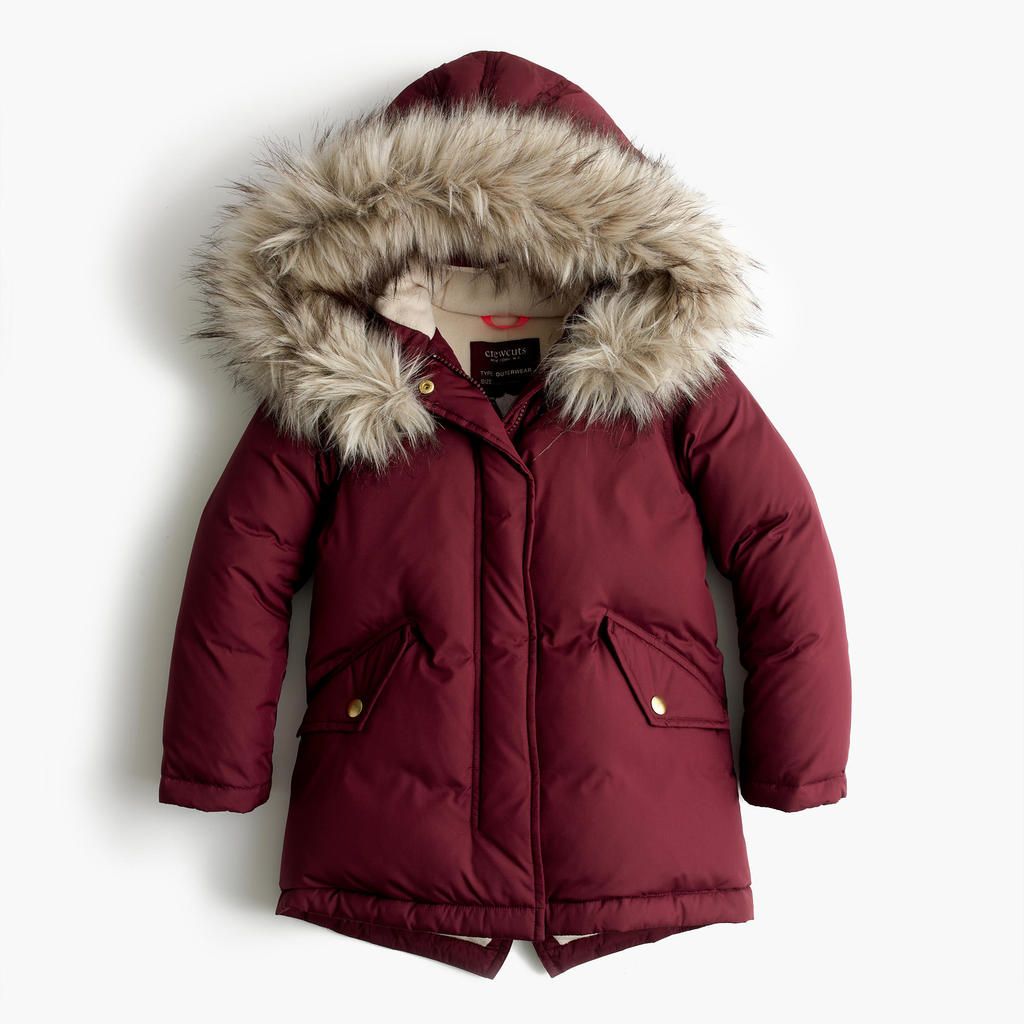 This deep burgundy puffer parka from J. Crew is a real winner for jewel-toned winter coats for kids this season.