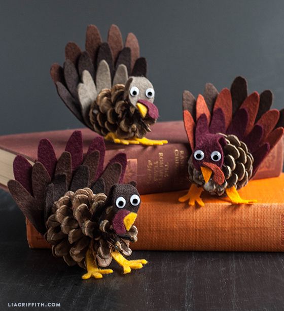 Is it too early to start thinking about Thanksgiving? Love these pinecone turkeys from Lia Griffith.