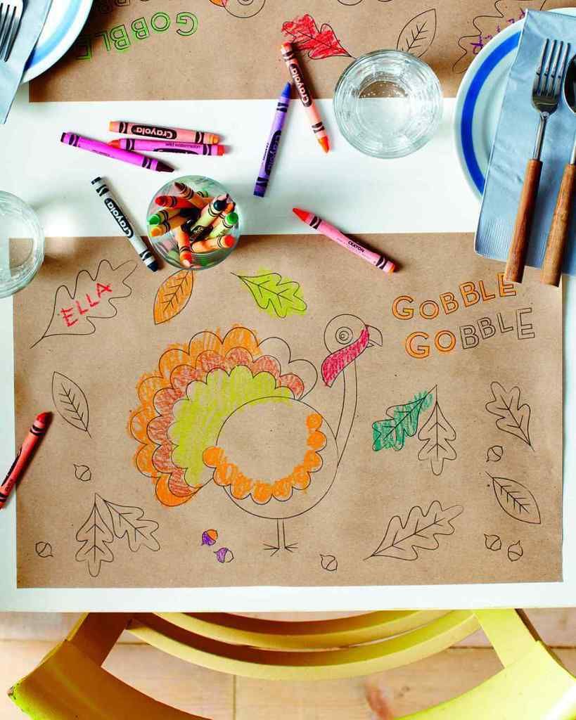 Last-minute Thanksgiving Day help: Thanksgiving placemats for the kids' table from Martha Stewart