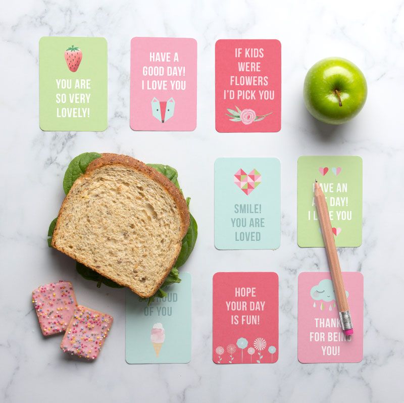 Check out the minimalist artwork on these cool Lovely Lunch Note Printables from Tiny Me. 