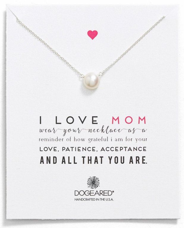 Personalized keepsake jewelry for mom: I love mom pearl keepsake necklace | Nordstrom