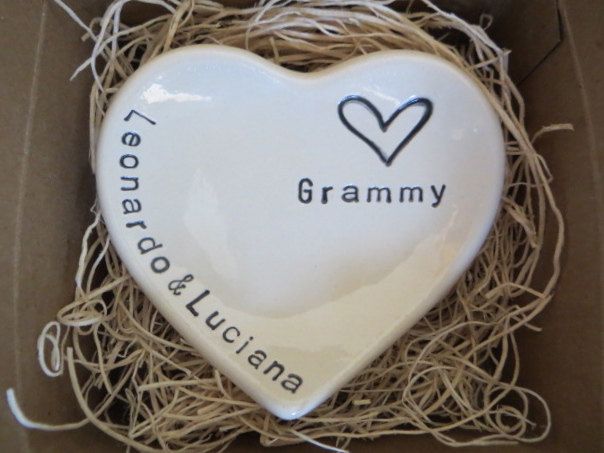 mother's day gifts for grandmas: Custom grammy ring dish at momology pottery at etsy
