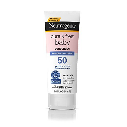 2017 EWG best safe sunscreens for kids and babies: Neutrogena Pure & Free Baby Sunscreen, SPF 50