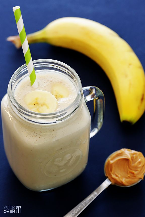No-sugar-added after school snacks: This Peanut Butter Banana Smoothie at Gimme Some Oven uses all natural ingredients to achieve a very milkshake-y result. Thanks, Mother Nature!