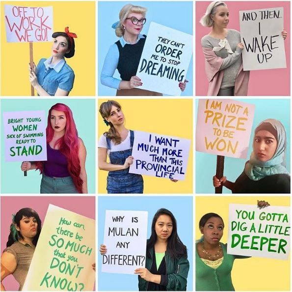 Real women re-enacting Protest Disney Princesses prints by Amanda Allen Niday. Fierce!