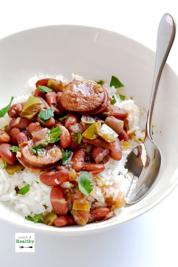 Pantry dinner recipes: No need to plan ahead for this easy Instant Pot Red Beans and Rice at A Pinch of Healthy. Yum!