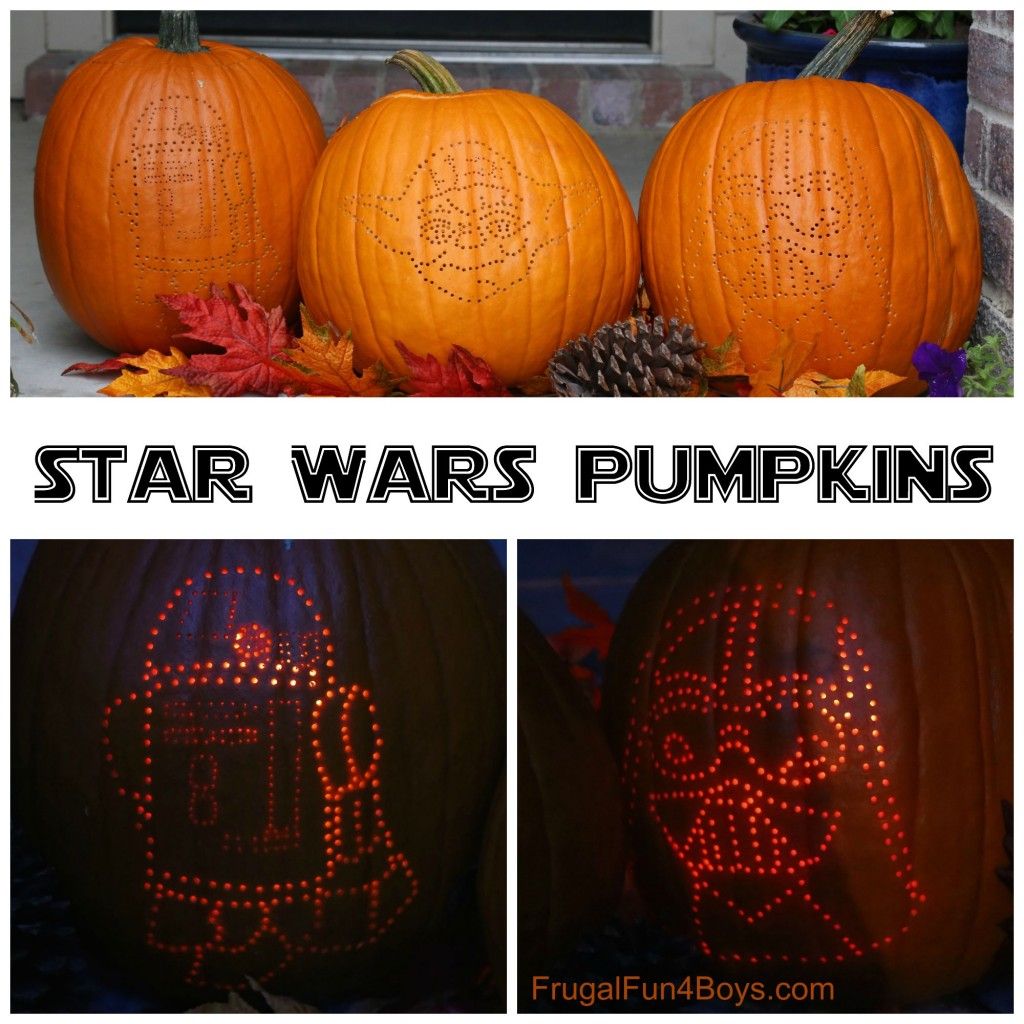 Find your favorite template and then drill away to make one of these cool Star Wars Pumpkins from Frugal Fun 4 Boys. 