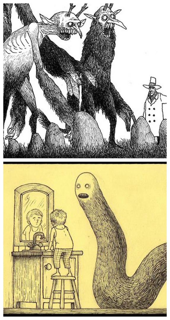 Creepy books for kids: Sticky Monsters by John Kenn Mortensen.