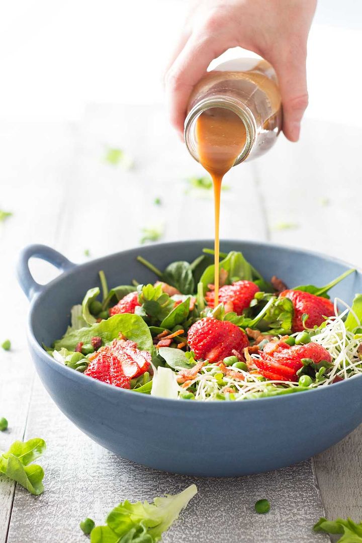 This Maple Mustard Balsamic will become your go-to creative spring salad dressing. | Green Healthy Cooking