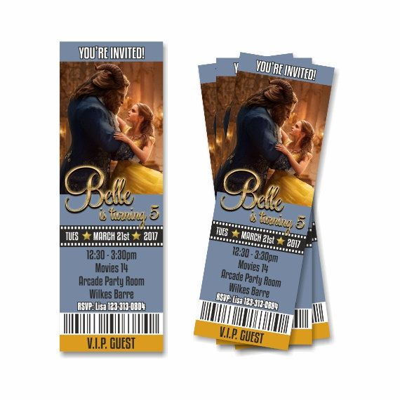 Beauty and the Beast Birthday Party Ideas: Beauty and the Beast Ticket at Annie Paper Shop