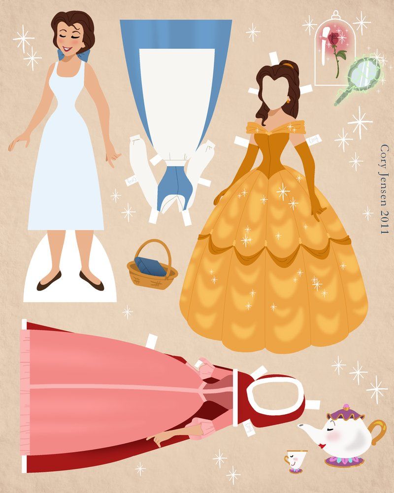 Beauty and the Beast Birthday Party Ideas: Belle Paper Doll at Cory Jensen