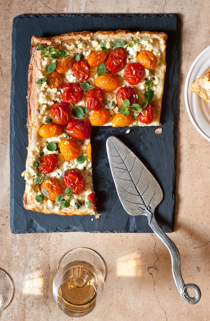 Yard to table recipes: This Cherry Tomato & Feta Tart from Beth Dunham is a showstopper. And so easy with puff pastry. 