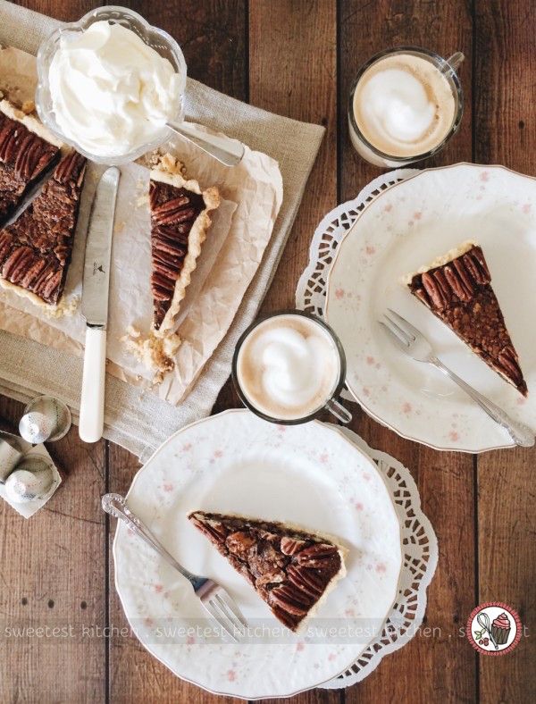 Last-minute Thanksgiving ideas: Chocolate, Ginger, and Espresso Pecan Tart from Sweetest Kitchen. Yum!