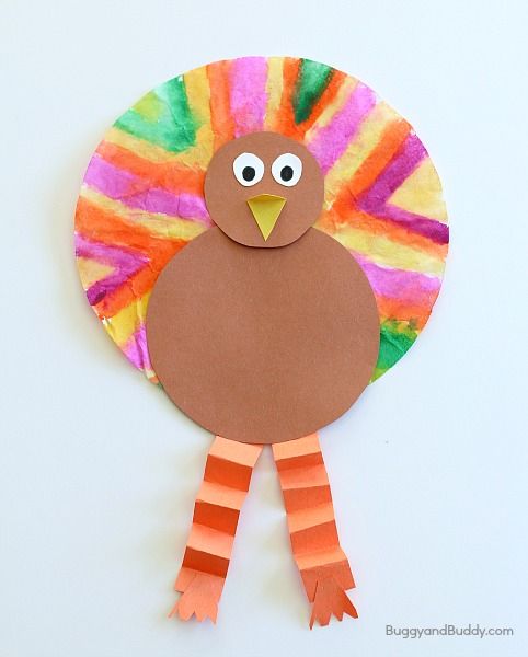Thanksgiving crafts for kids: Create one psychedelic turkey with this Coffee Filter Turkey Craft. | Buggy and Buddy