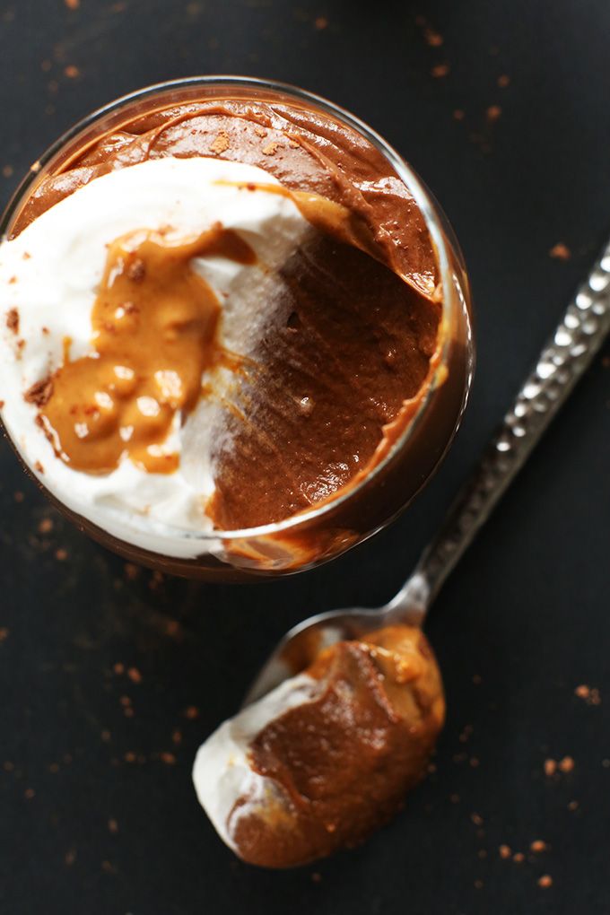 Holy decadent... and also healthier, vegan and gluten free! Avocado Chocolate Peanut Butter Pudding at the Minimalist Baker. This is a must try!