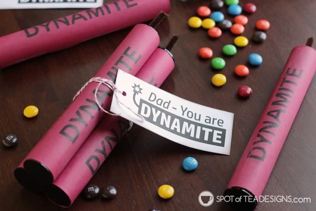 DIY Father's Day gifts kids can make: Dynamite Candy Tube at Spot of Tea Designs