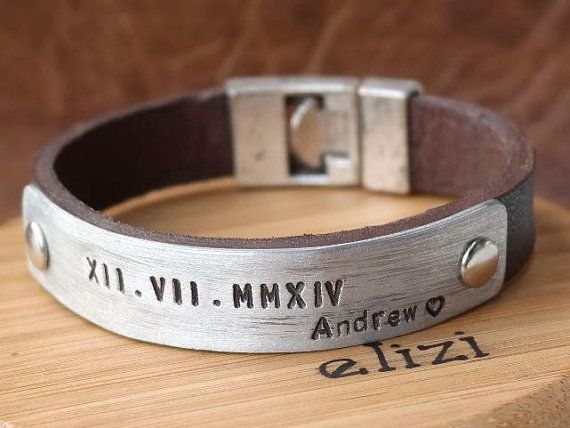Father's Day gifts for new dads: Personalized Mens Metal Bracelet | Eliziatelye