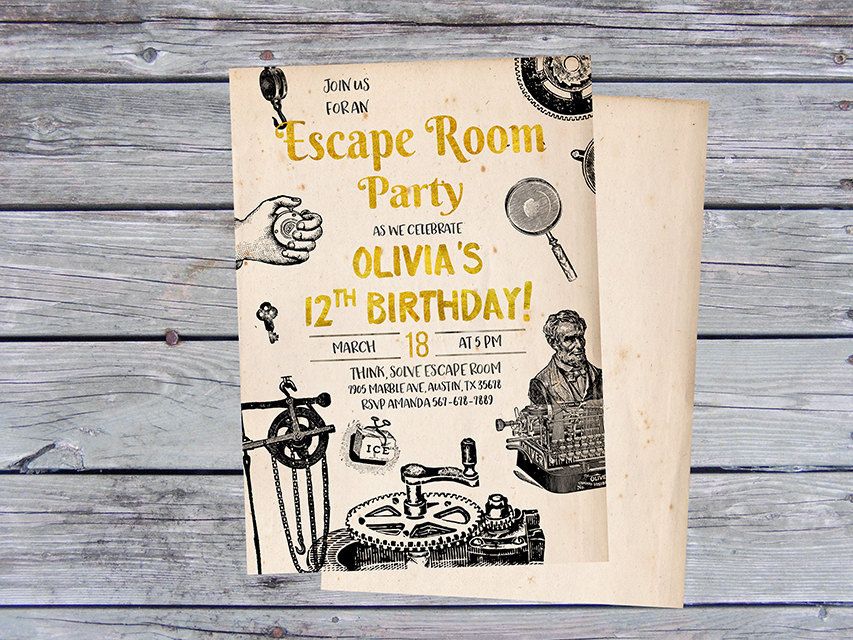 Escape Room Party: invitation from Gypsy Soul Art Studio on Etsy