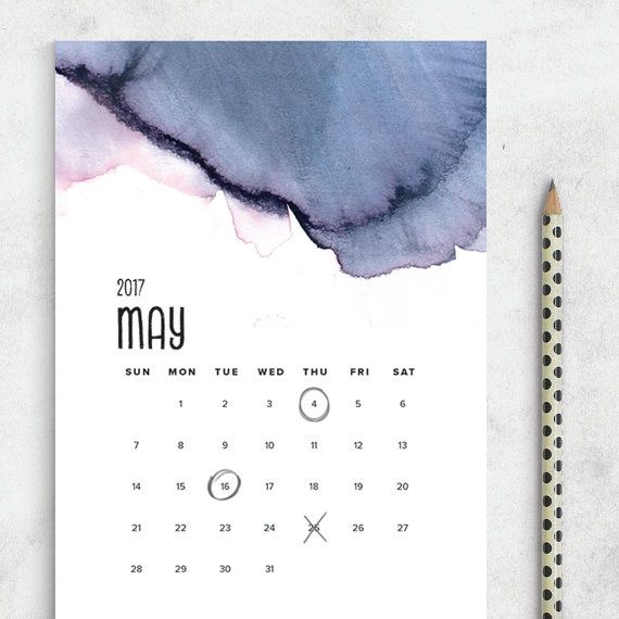 Watercolor Printable 2017 Calendar at Fearless Confetti with pretty colors for each month. 