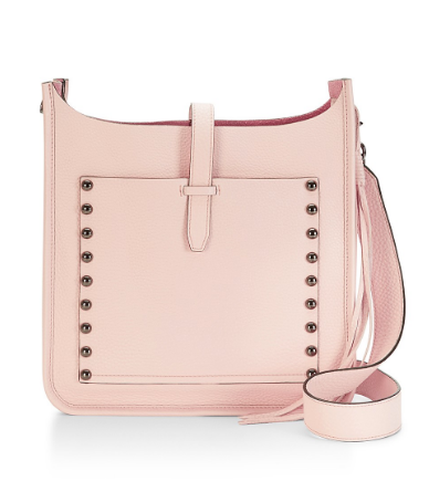 Rose quartz handbags: Unlined Rebecca Minkoff feed bag with some rockin' stud accents