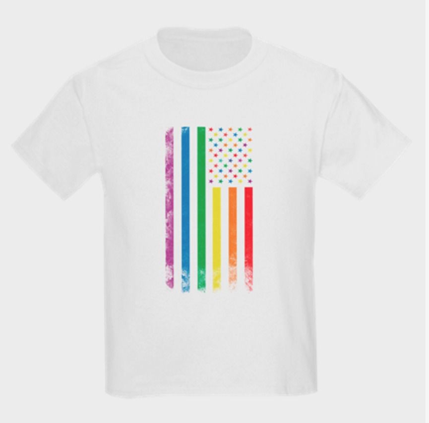 Wonderful rainbow American Flag t-shirt design which reminds us that love will alway win over hate