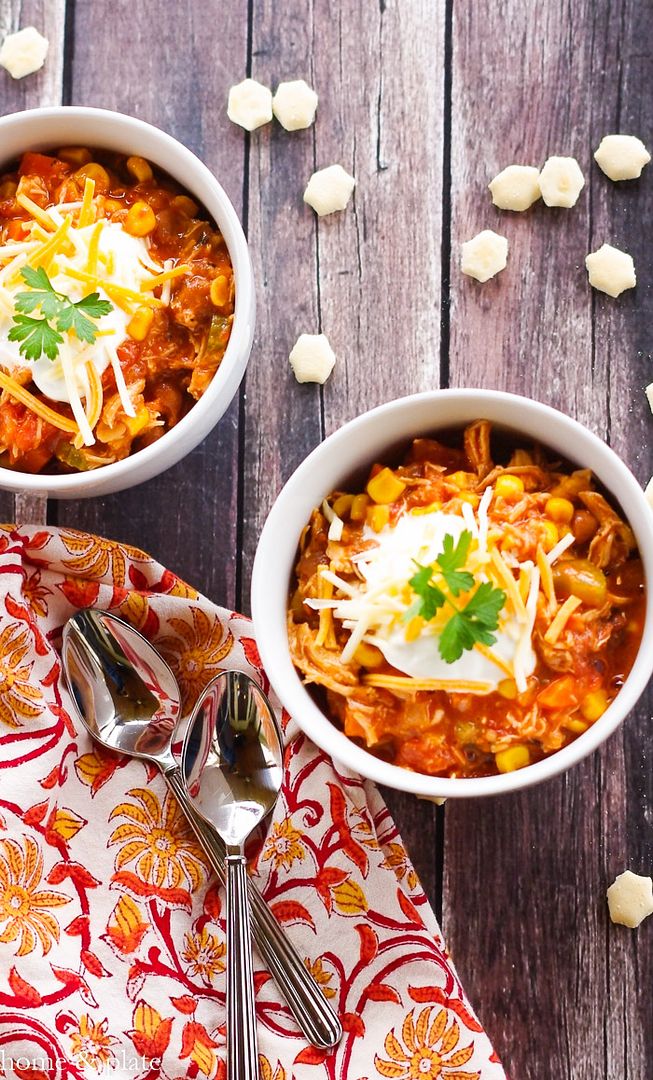 Snuggle up for some football or a scary movie with this Frank's Game Day Buffalo Chicken Chili at Home and Plate.