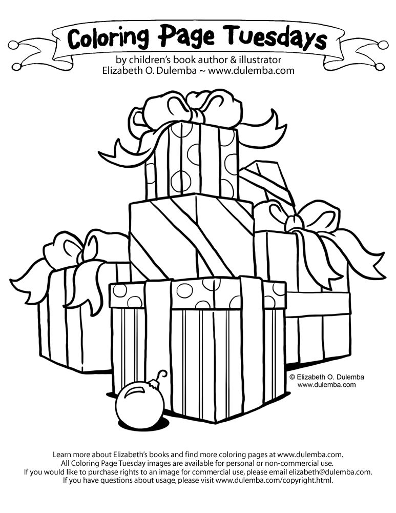 Christmas coloring pages: Check out these fun, simple designs at Elizabeth Dulemba. 