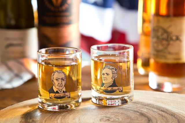 Hamilton-themed birthday party: Dueling Shots shot glasses from Fishs Eddy