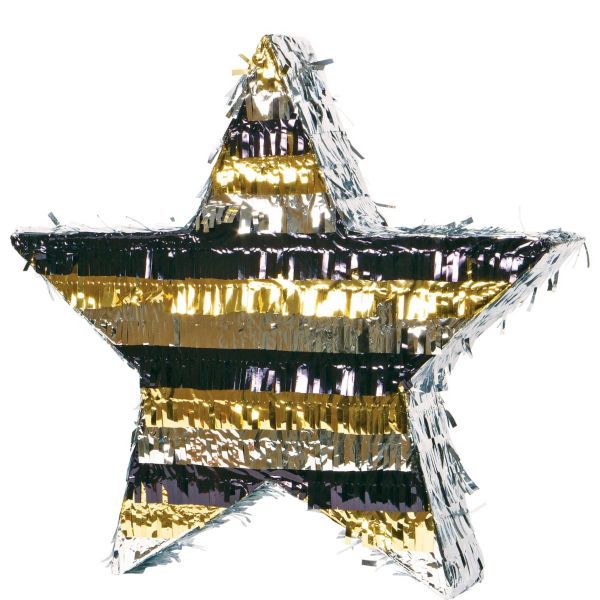 Hamilton party ideas: Black and Gold Star Pinata from Party City