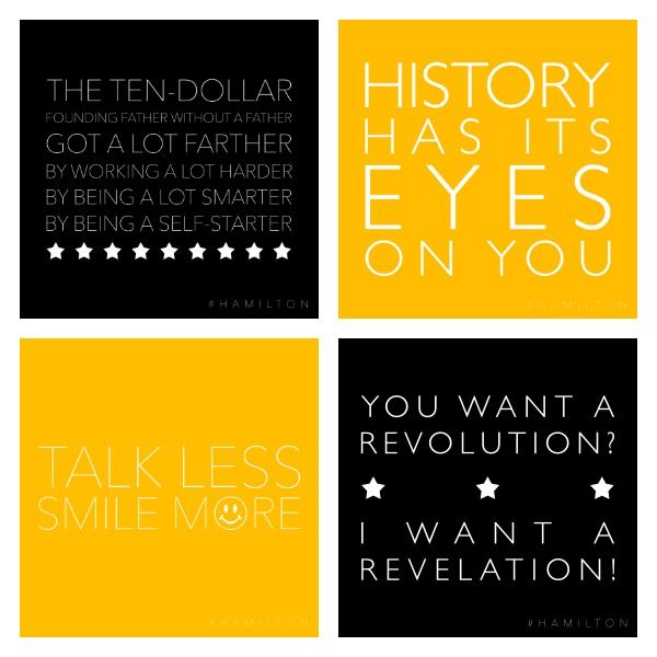 Hamilton party ideas: free Hamilton Lyric Poster printables from The Cottage Market