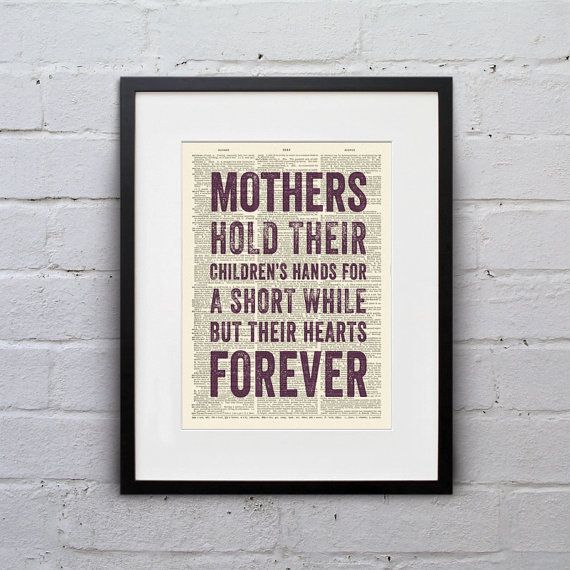 Mothers Hold Their Children's Hands Mother's Day print by Whisker Prints is such a simple, sweet message for Mother's Day. 