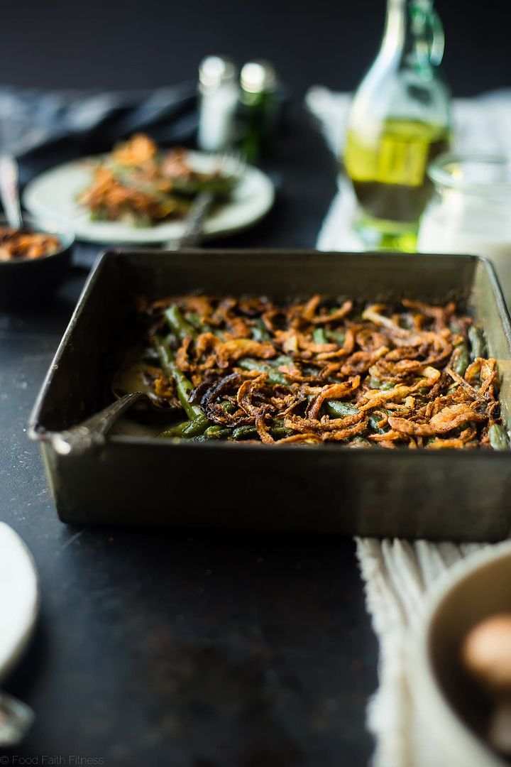 Gluten-free Thanksgiving recipes: So grateful for this Healthy Vegan Green Bean Casserole at Food Faith Fitness. Yum!