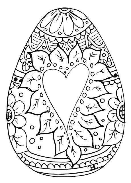 Free Easter printables for kids: Heart egg coloring page from BD Designs