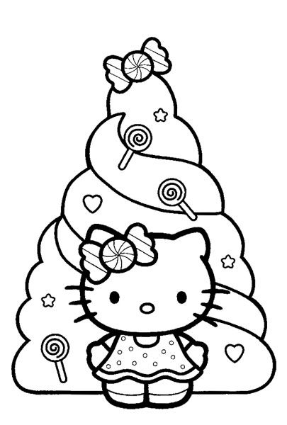 Christmas coloring pages: This Hello Kitty Colouring Page is such a fun choice for younger kids. | Hello Kitty Colouring
