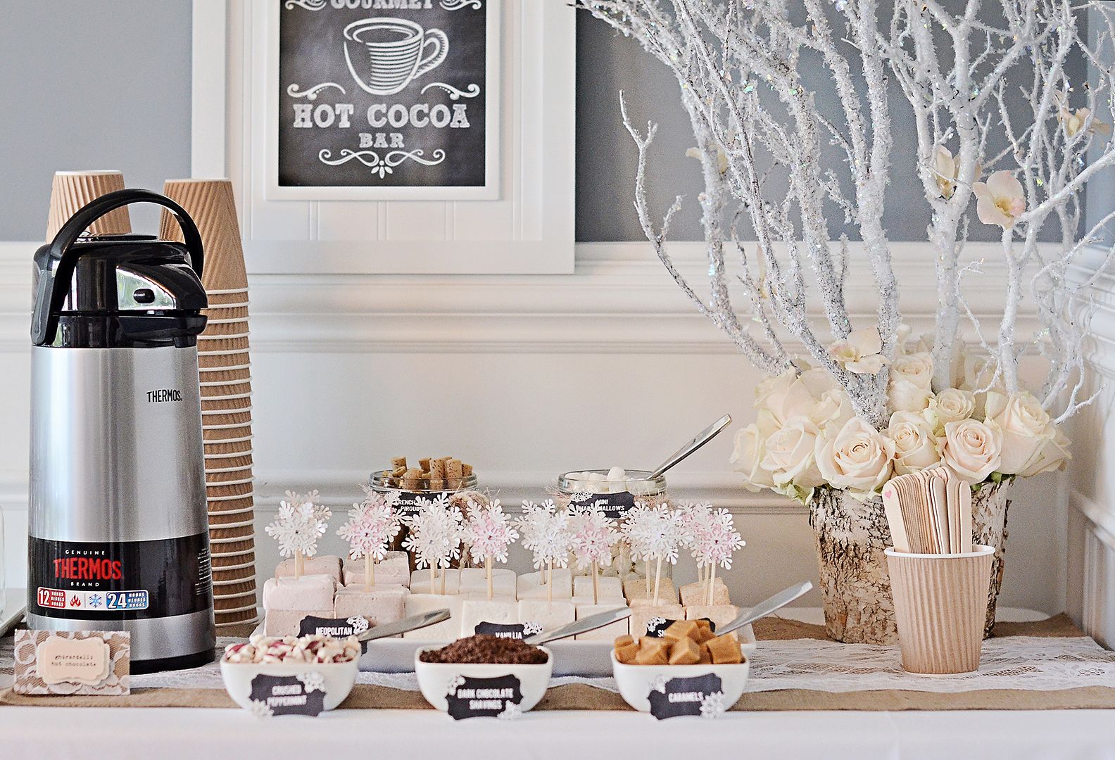 Winter birthday party themes: Hot cocoa bar at Project Nursery