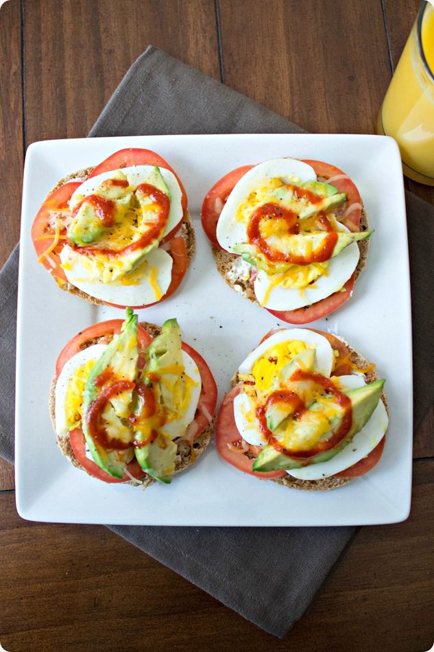 How to make and serve hard-boiled eggs: Breakfast Melts at Ellaphant Eats topped with Sriracha