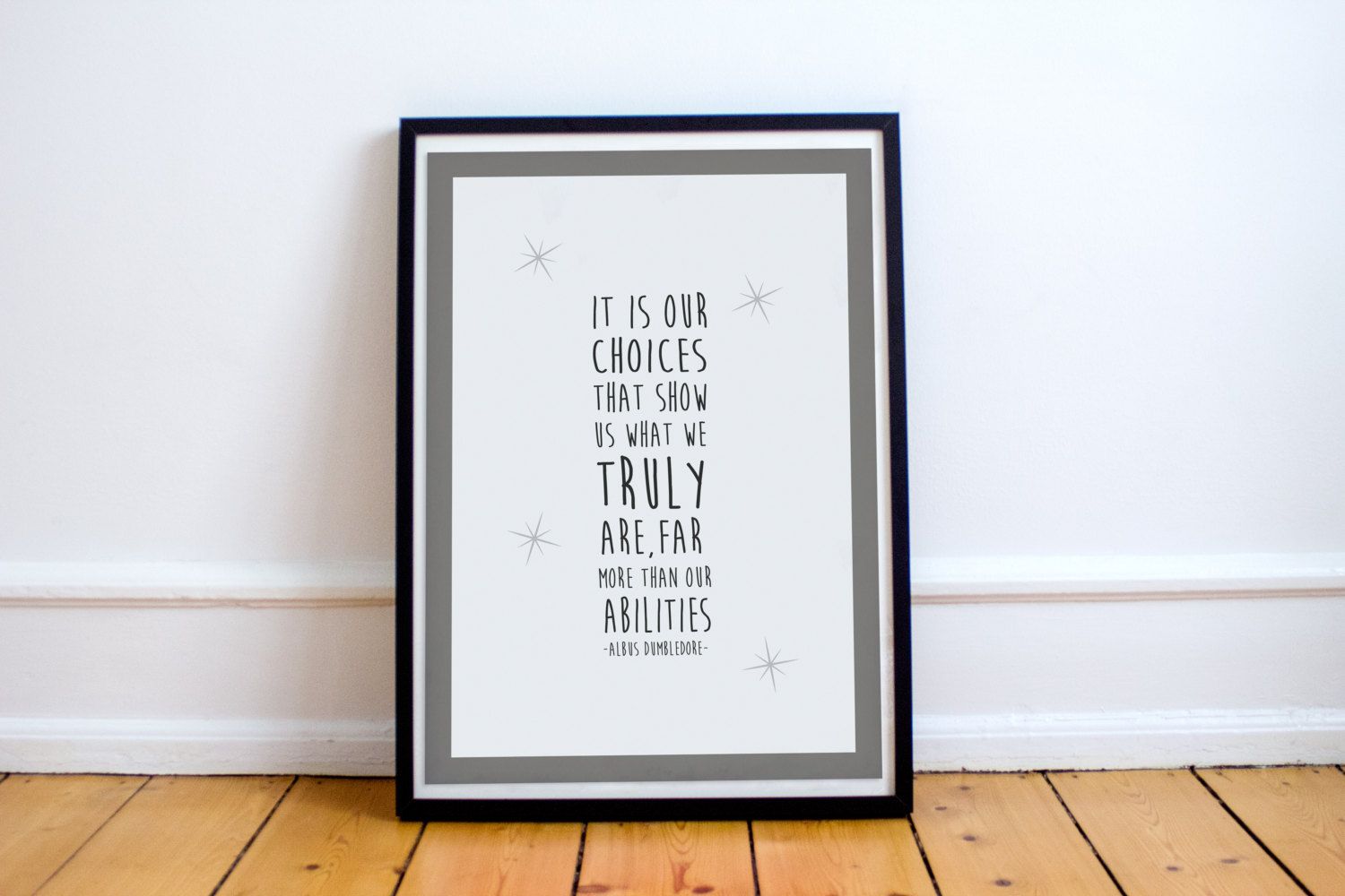 Inspirational prints for boys: Another from Dumbledore. Love this Harry Potter Quote Poster at Harknett Prints. 