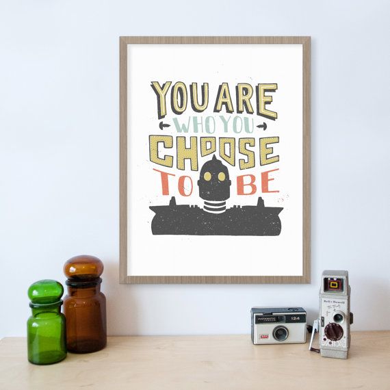 Inspirational prints for boys: Such a cool design on this Iron Giant Quote Print from Quiet Boys Studio. 
