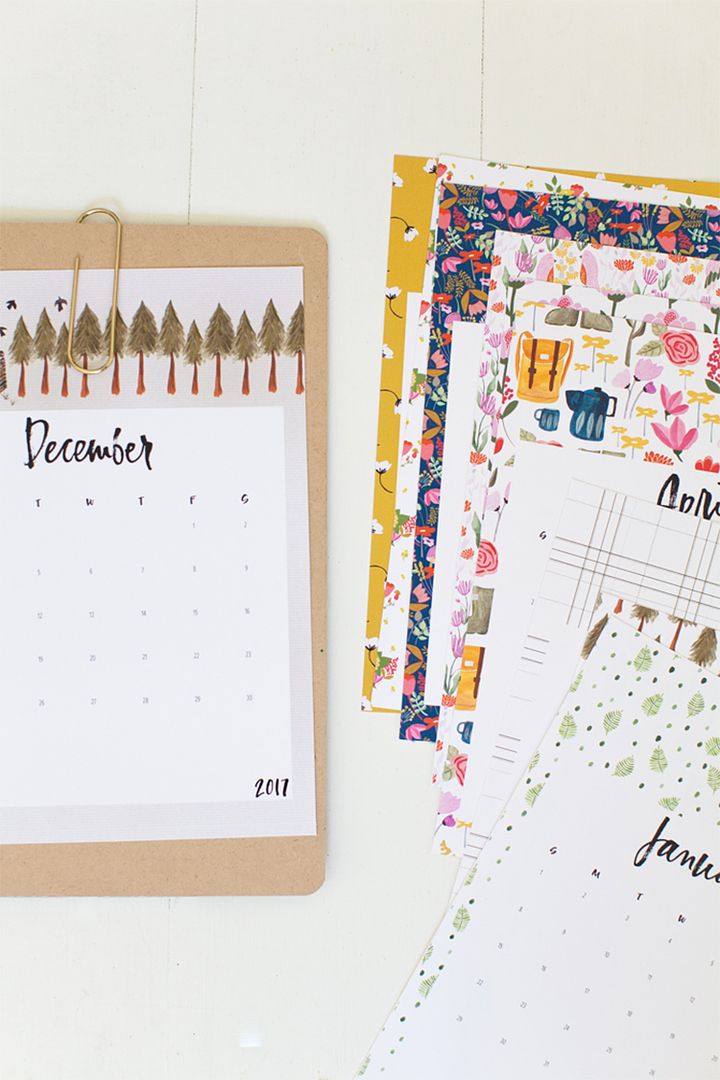 Free printable 2017 calendar featuring fun motifs for every month of the year. | Jessica Keala