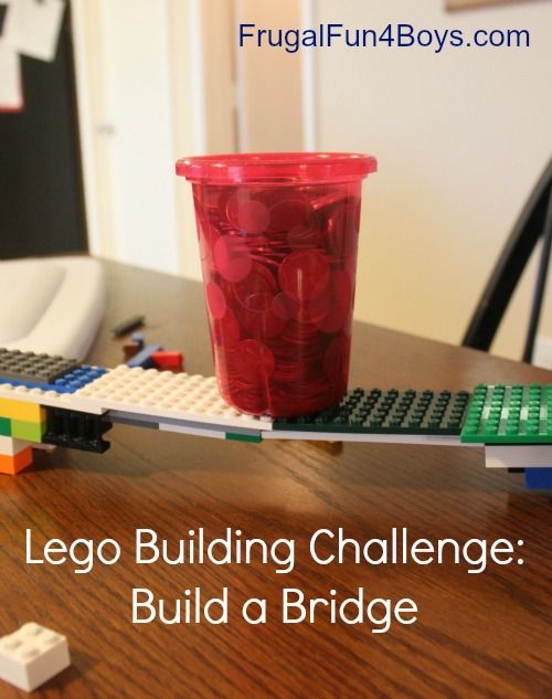 LEGO bridge-building challenge at FrugalFun4Boys.com